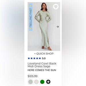 Sage silk dress from selfieleslie. Size S